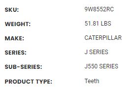 9W8552RC | 1U3552RC Caterpillar Style Bucket Tooth - Rock Chisel - (C8)