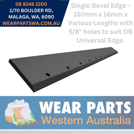 Single Bevel Weld On Edge with 5/8 Holes - 150mm x 16mm x Various Lengths