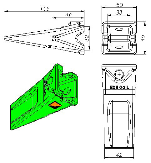 ECH style 0-3 Chisel Tip (F.5)