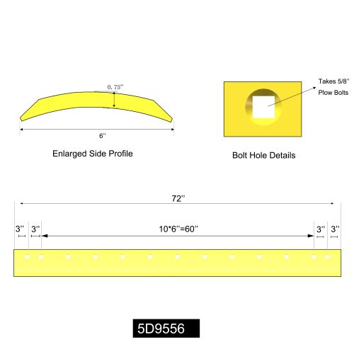 5D9562 - Grader Blade HT 6'x8x5/8 - 13x 5/8 holes