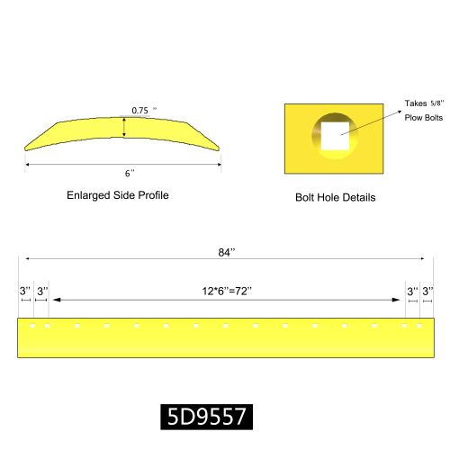 5D9557 - Grader Blade HT 7'x6x3/4 - 15x 5/8 holes