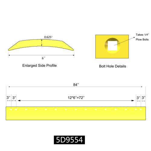 5d9554 - Grader Blade HT 7'x6x5/8 - 15x 5/8 holes